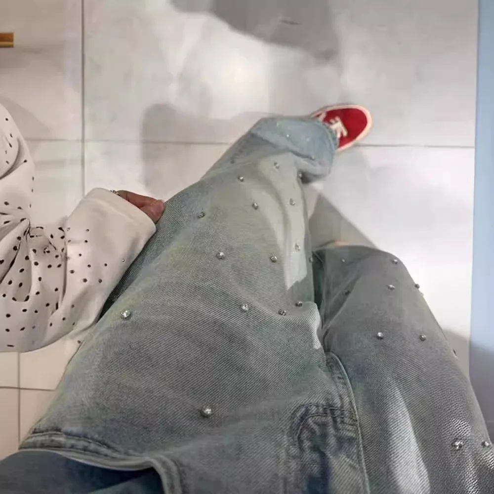 Тяжелая промышленность сверло для ногтей дизайнерские джинсовые джинсы женщин