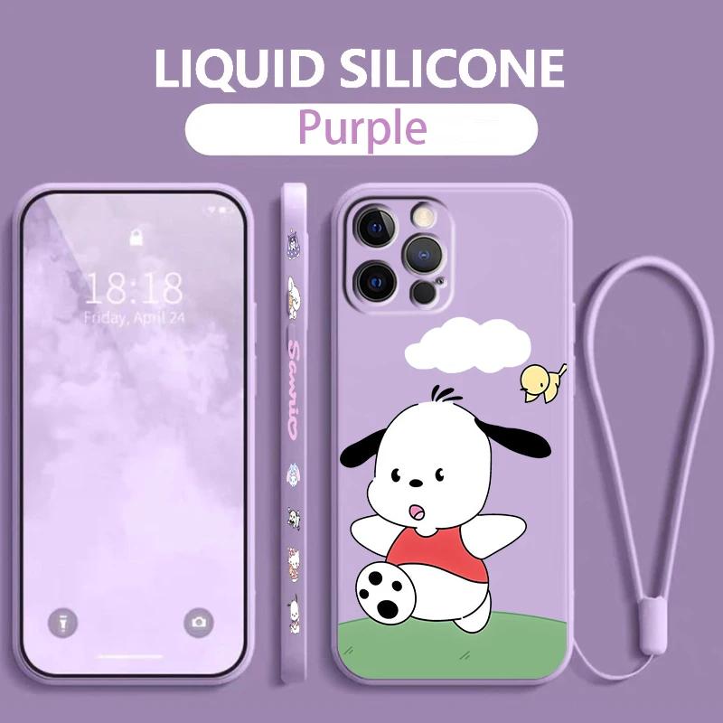 Sanrio мультфильм Pacha собака жидкая левая веревка для Apple iPhone 15 14 13 12 11 XS XR X 8 7 SE Pro Max Plus