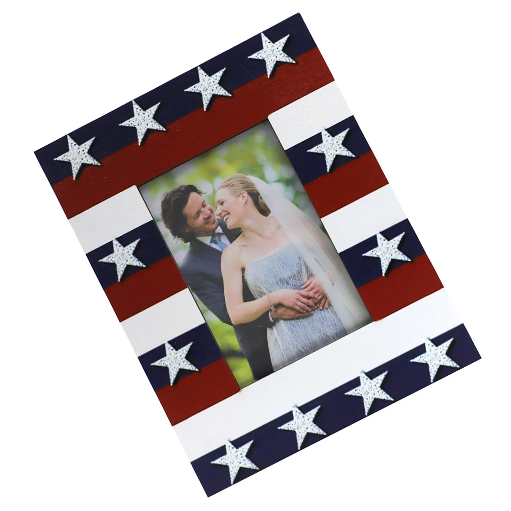 

Independence Day Photo Frames Vintage Tabletop Picture Display Stand Simple Wood Man