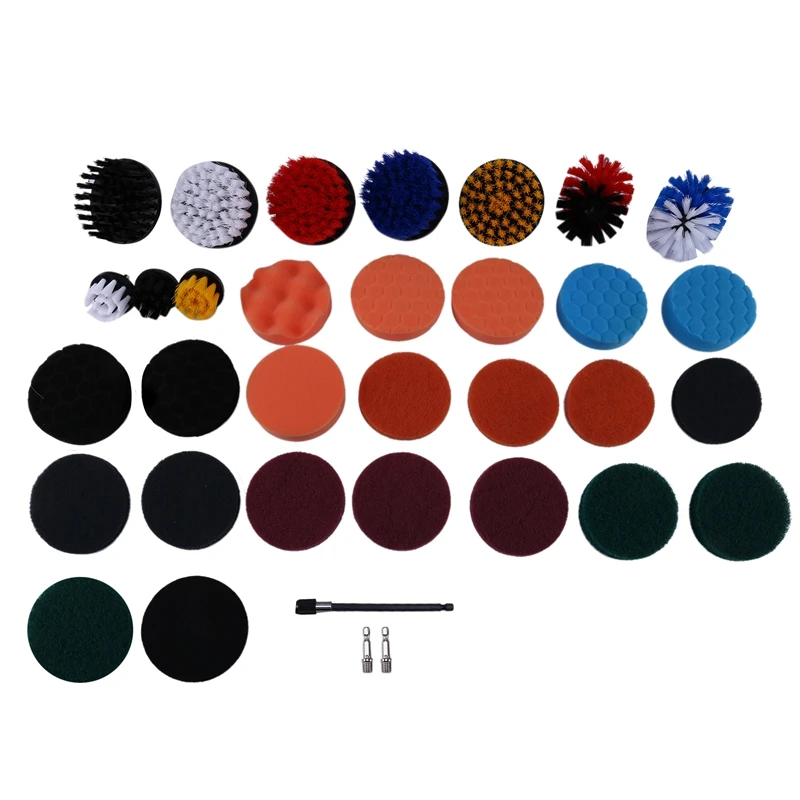 

34PCS Drill Brush Attachment Set Power Scrubber Kit, Scrub Brush With Extend Long Attachment, Scrubing Pads Cleaning Kit