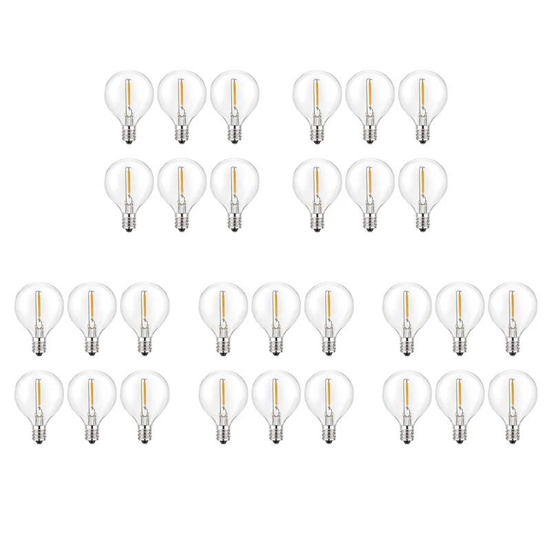 Фото ABUP-30Pcs G40 Сменные светодиодные лампочки, E12 Винтовое основание Небьющиеся светодиодные глобусные лампы для солнечных гирлянд Теплый белый №3