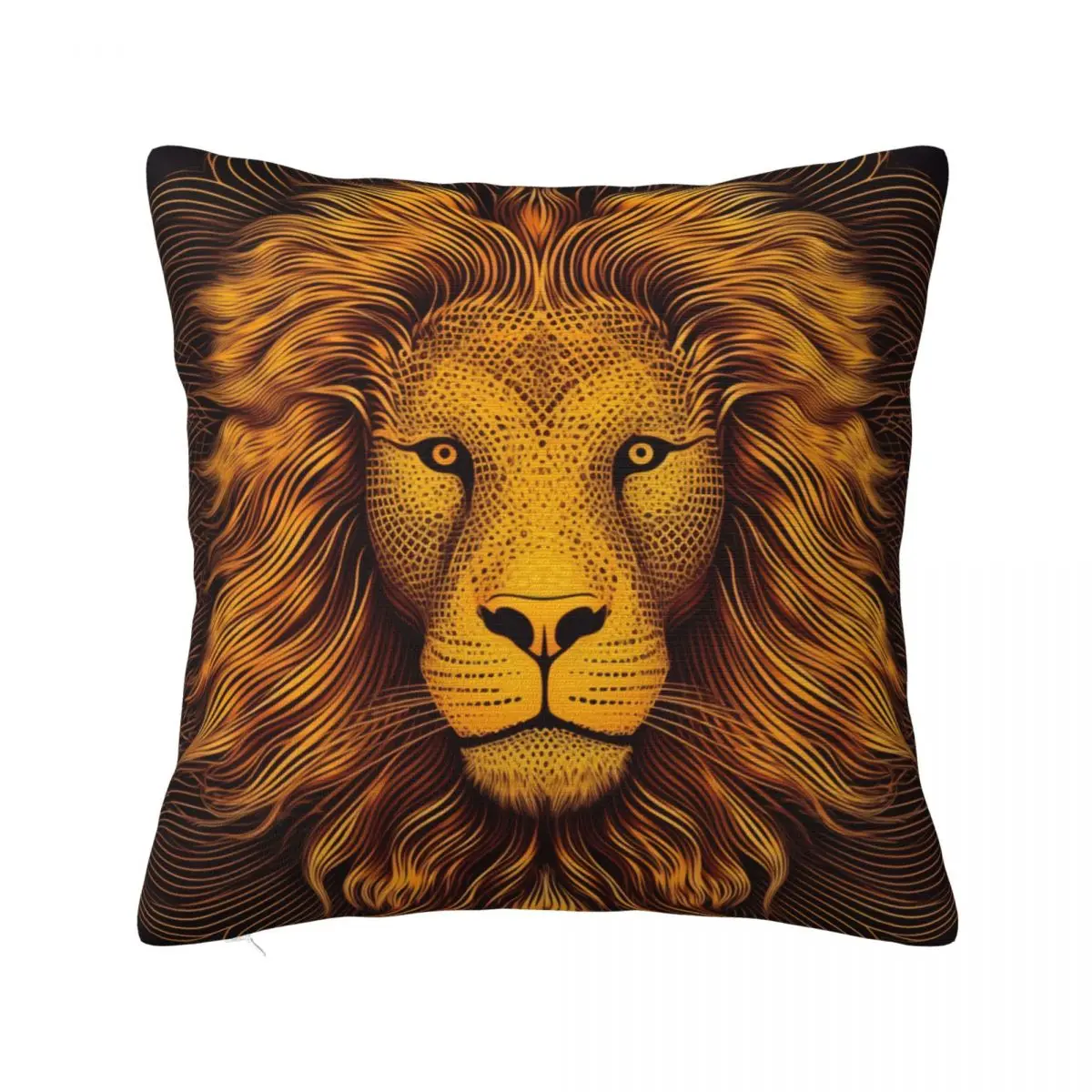 

Lion Pillow Case Portraits Psychedelic Lines Polyester Hugging Pillowcase Zipper Spring Universal Cover