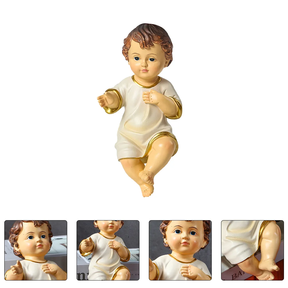 

Jesus Baby Figurine Statue Religious Resin Decor Ornament Nativity Holy Childfigure Decoration Home Statues Christ Adornment