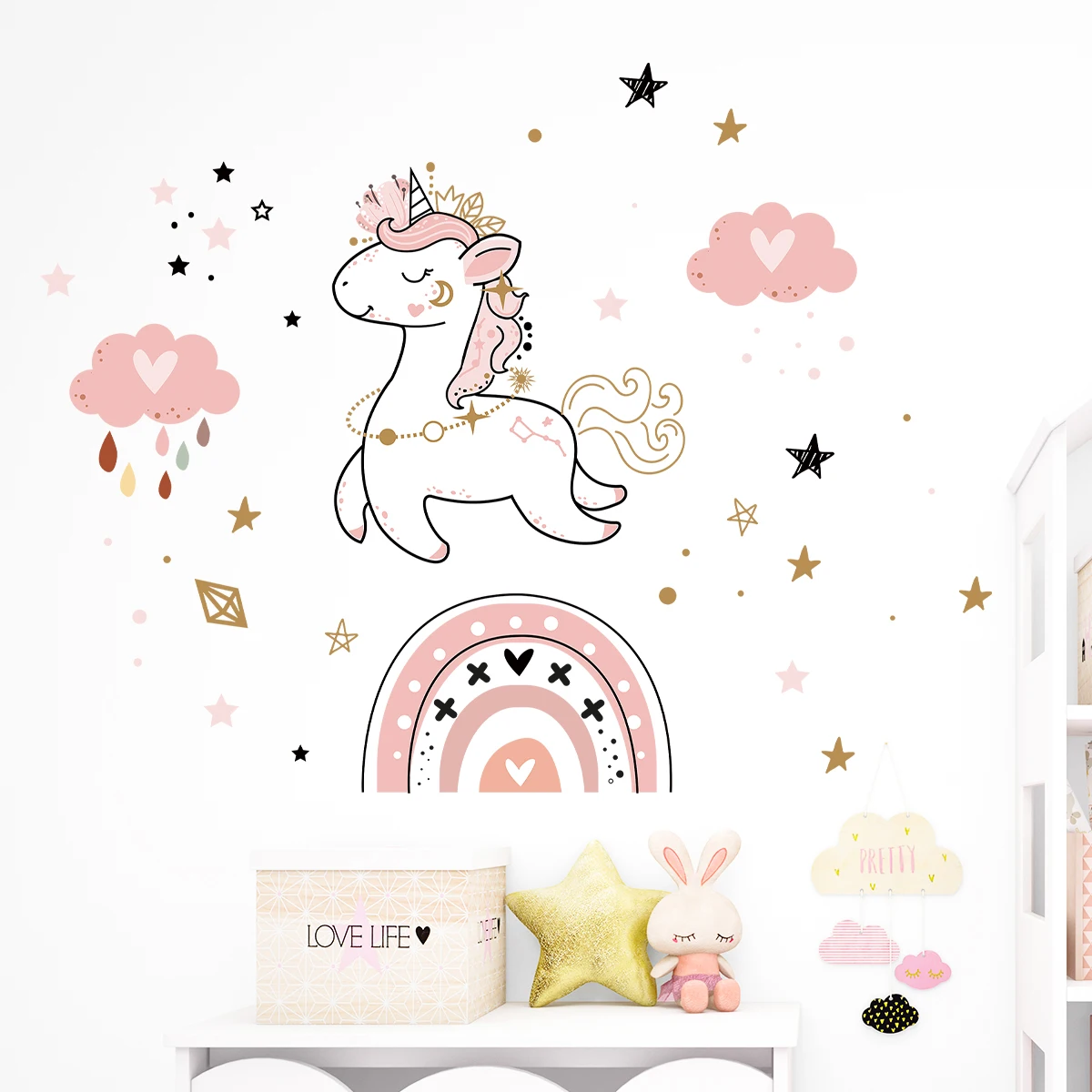 1 шт. бохо облако Радуга мультяшный узор единорога наклейки на стену для детской