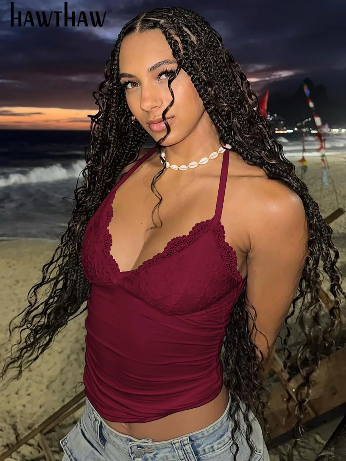 Hawthaw женские 2024 сексуальные летние вечерние клубные топы с v-образным вырезом и