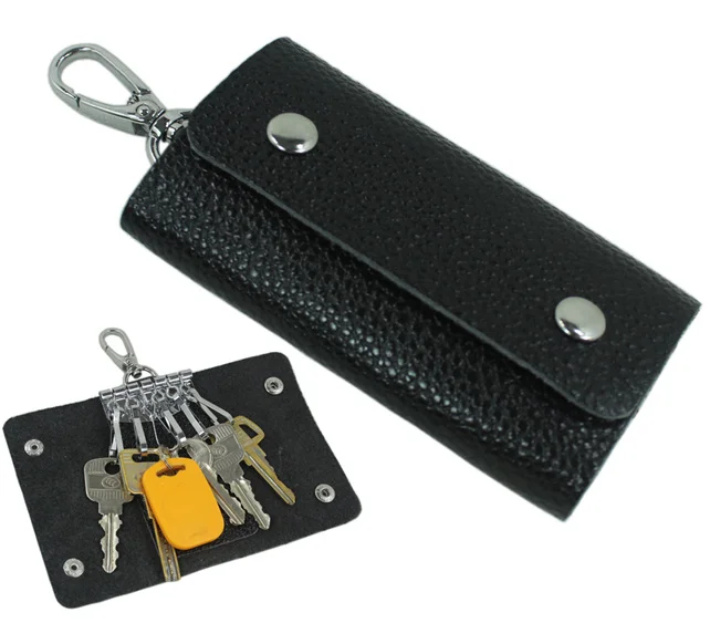 

Fashion Big Promotion Unisex Men's 100% Genuine Leather Key Holder Case Leather Key bag wallet Pouch Bag Black Free shipping