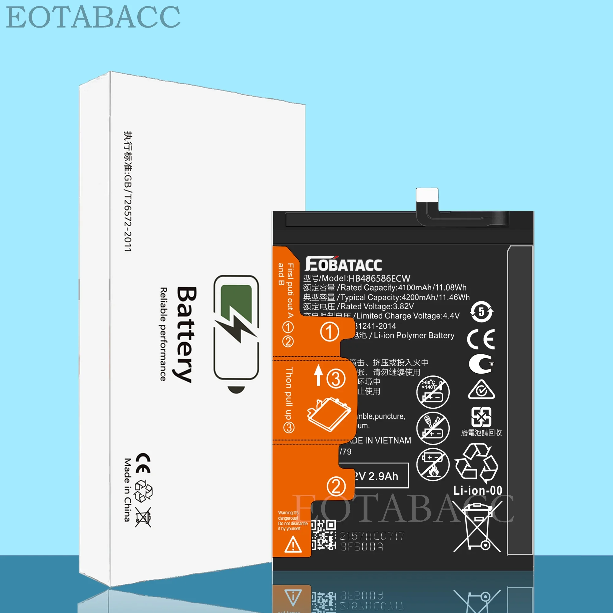 EOTABACC 100% Новый оригинальный аккумулятор HB486586ECW для HUAWEI V30/MT30 /Nova 6 5G/Mate 30 +