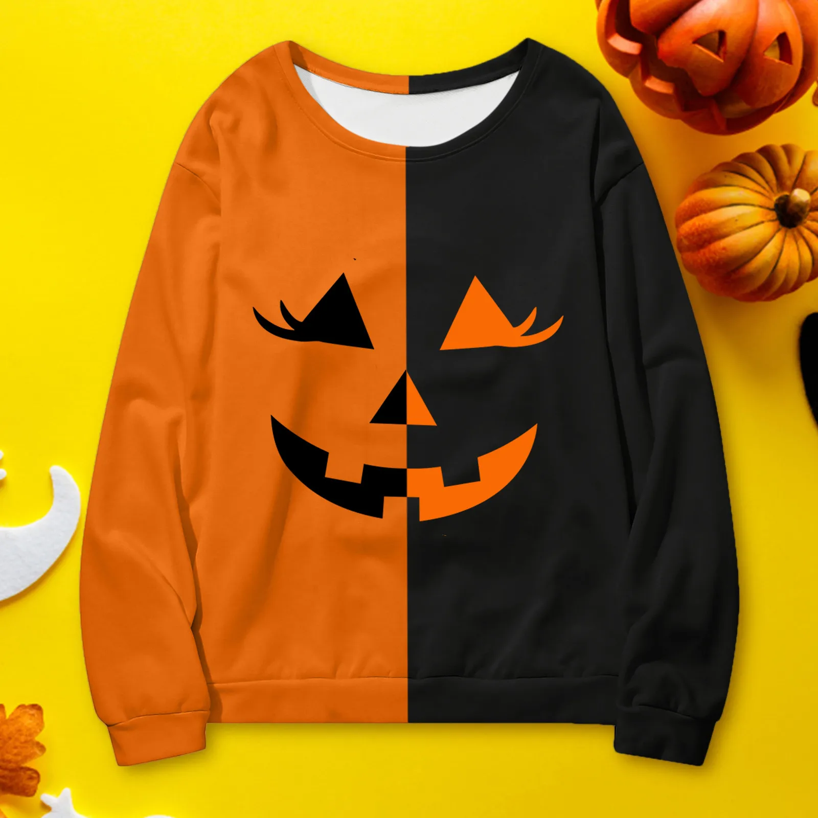 

Cropped Sweatshirts for Men Men Women Couple Halloween Pumpkin Print Sweatshirt Long Sleeved jackets femme abrigo mujer