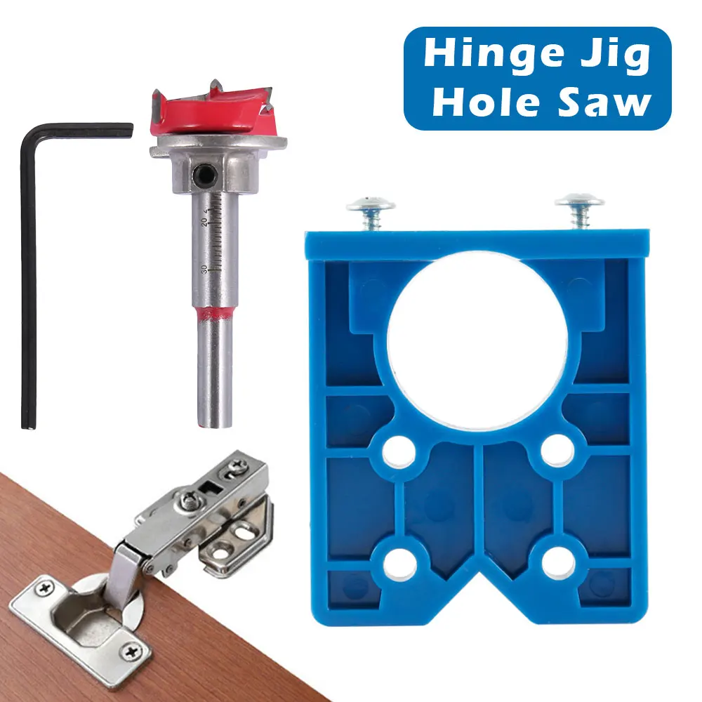 

35mm Hinge Drilling Jig Kit High Precision Concealed Hinge Jig Boring Hole Drill Guide Locator Professional Woodworking Hole Saw