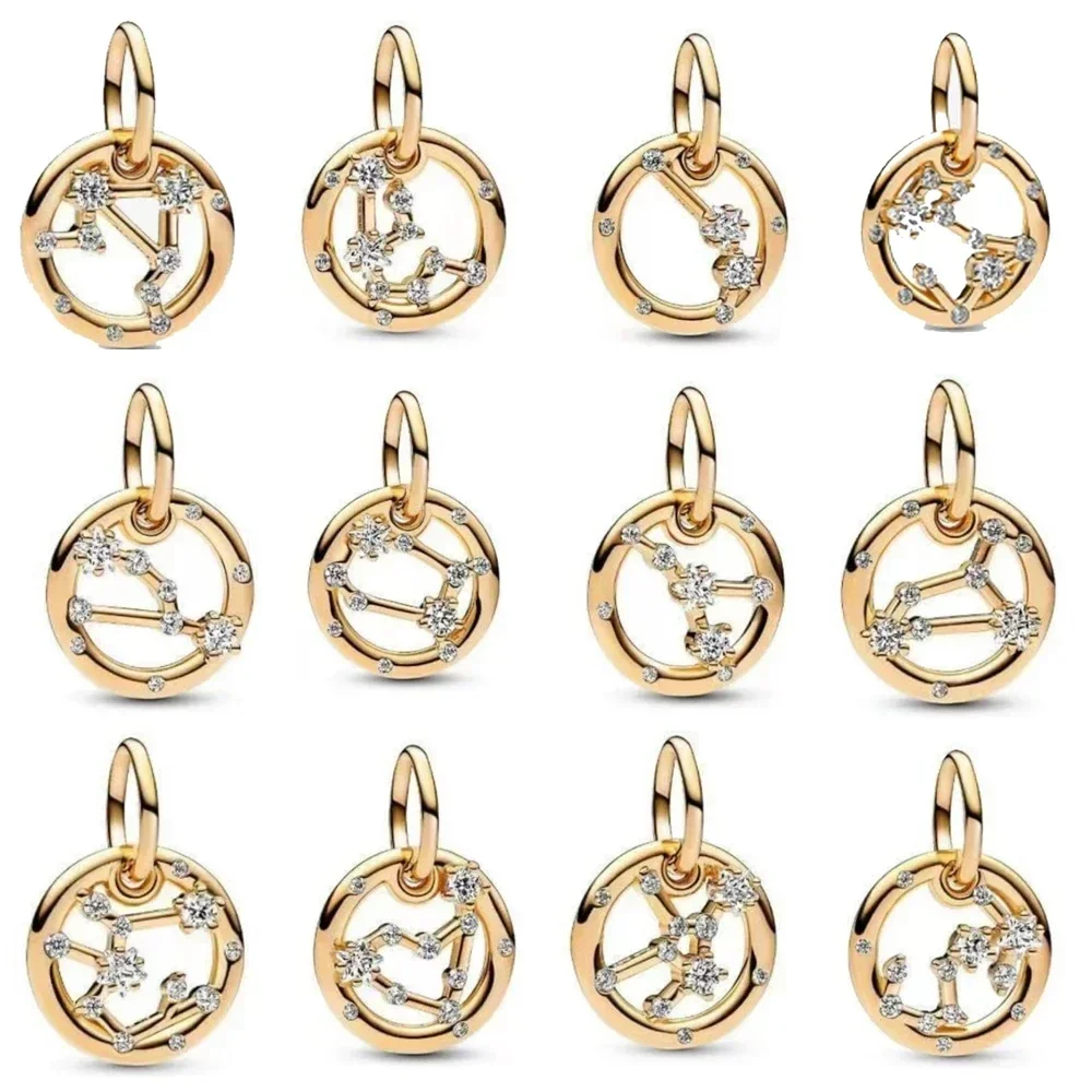 Jia 925 пробы серебряный браслет с двенадцатью созвездиями DIY аксессуары для