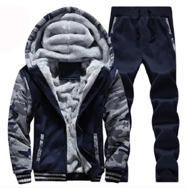 Covrlge 2019 Brand Tracksuit Men Thermal Sportswear Sets Fleece Thick Hoodie+Pants Sporting Suit Casual Sweatshirts MSX008 | Мужская