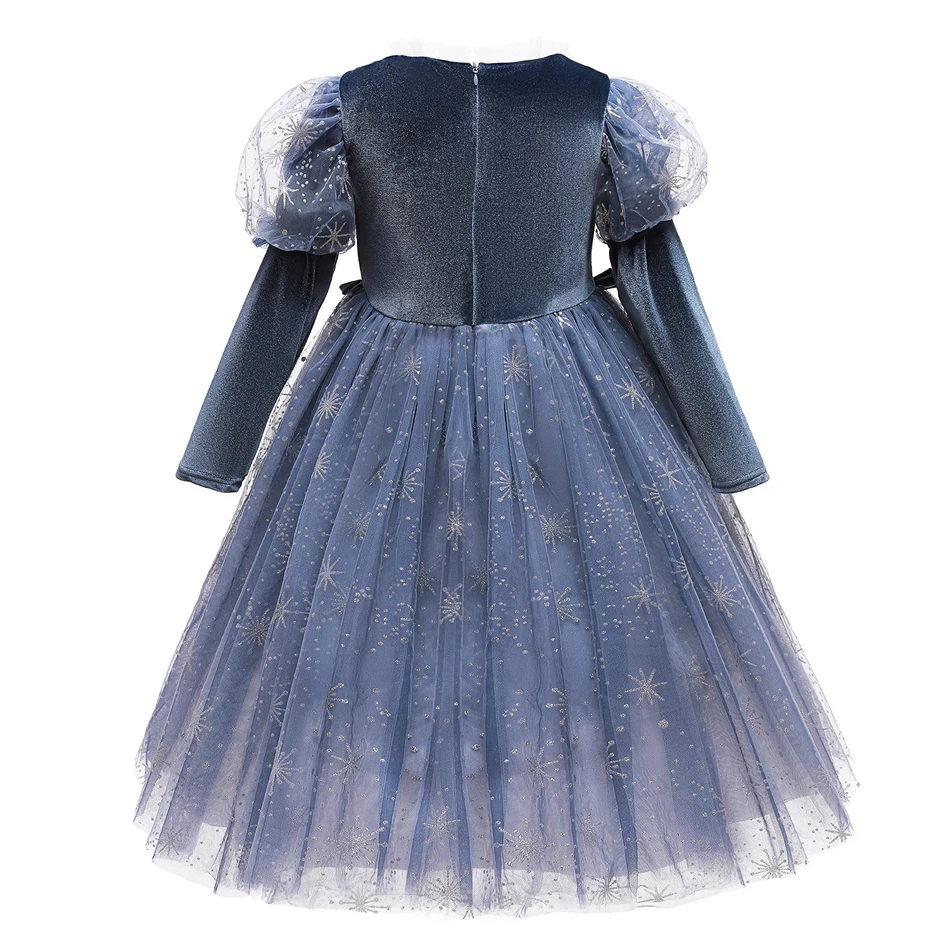 Эльза осенне-зимняя одежда с длинными рукавами для девочек платье принцессы