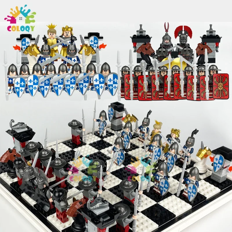 Детские игрушки римская шахматная доска строительные блоки король королева