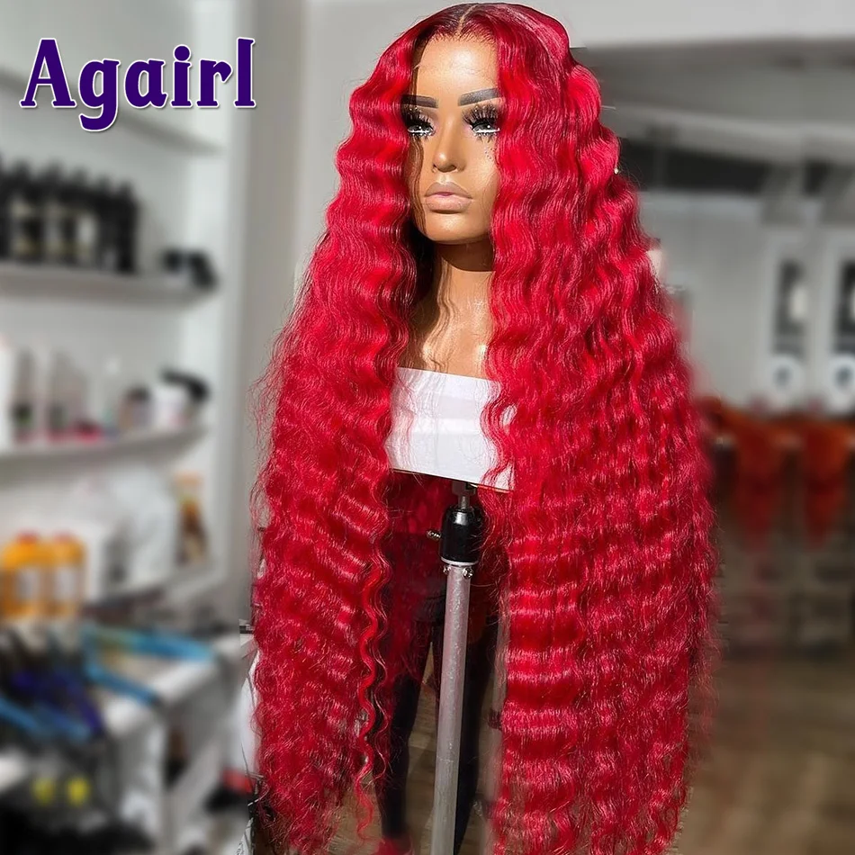 13x6 Lace Frontal Wigs Red Loose Deep Wave Lace Front Wigs Red Orange Human Hair Wigs Brazilian HD Transparent 13x4 Lace Wigs