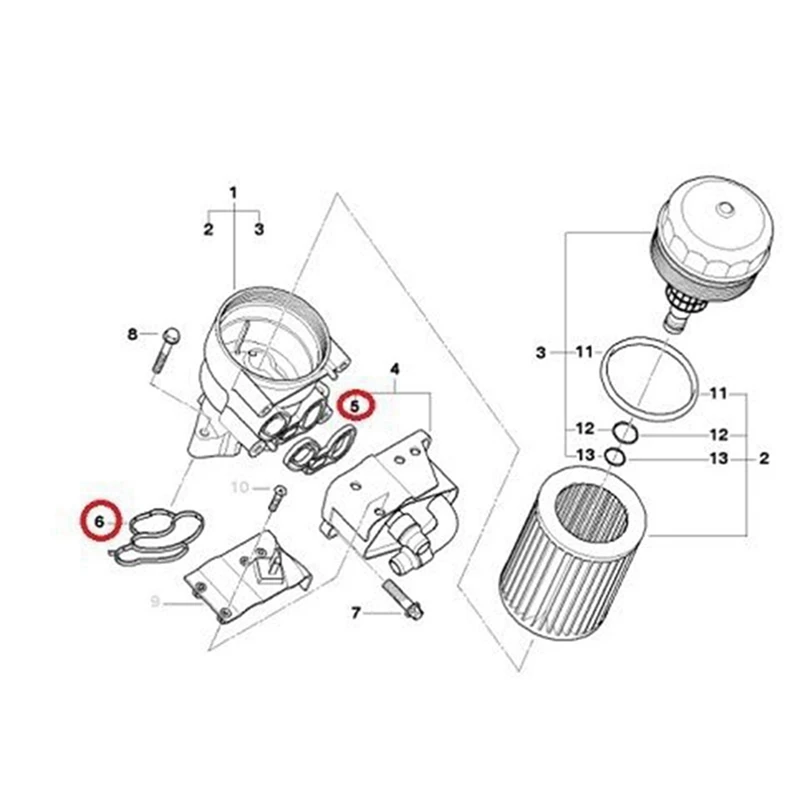 6X прокладка корпуса масляного фильтра 11427508970 для BMW E46 E60N E81 E82