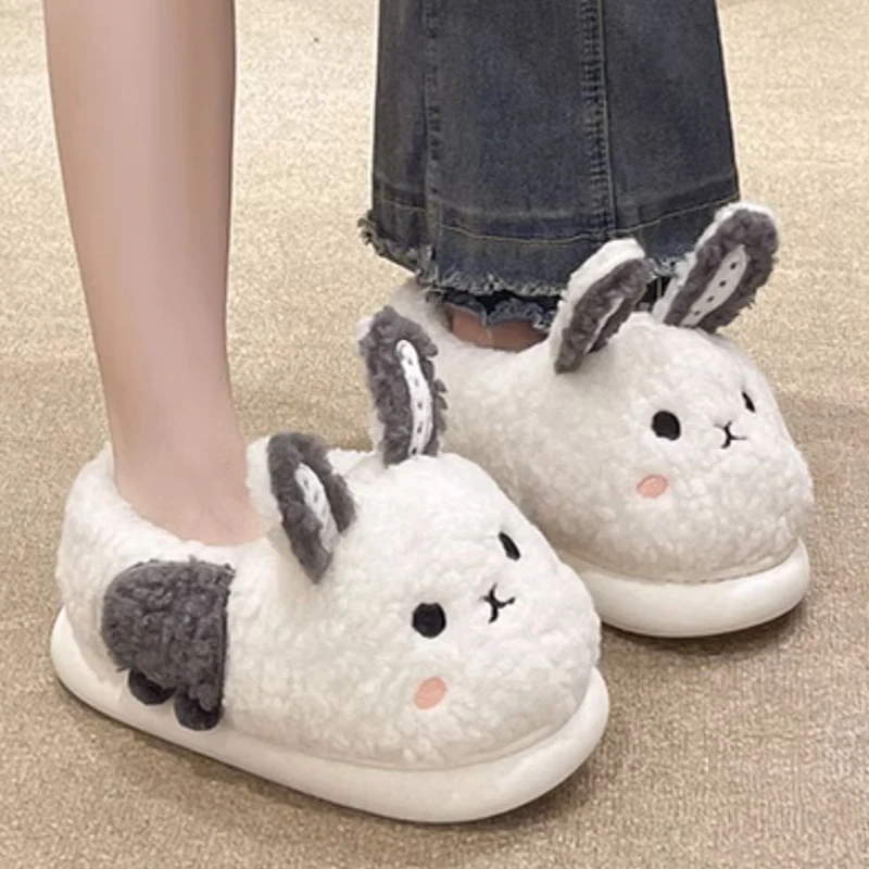 Хлопковые тапочки на толстой подошве для женщин осень-зима домашние плюшевые