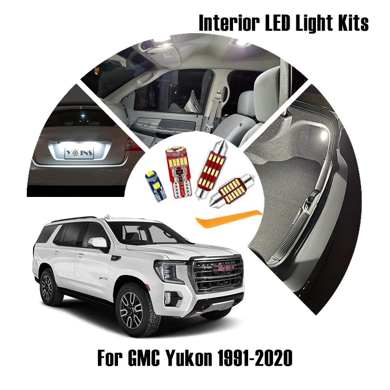 

17pcs LED Car Interior Light Kit For GMC Yukon 1991-2012 2013 2014 2015 2016 2017 2018 2019 2020 Auto Reading Map Dome Bulb Lamp