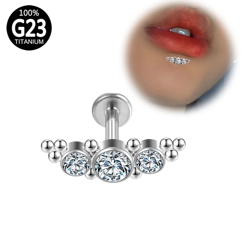 

G23 Tragus piercing Labret Crystal Studs Cartilage Lip Ear Bar Tongue Rings earrings sexy clicker diaphragm Helix Body Jewelry