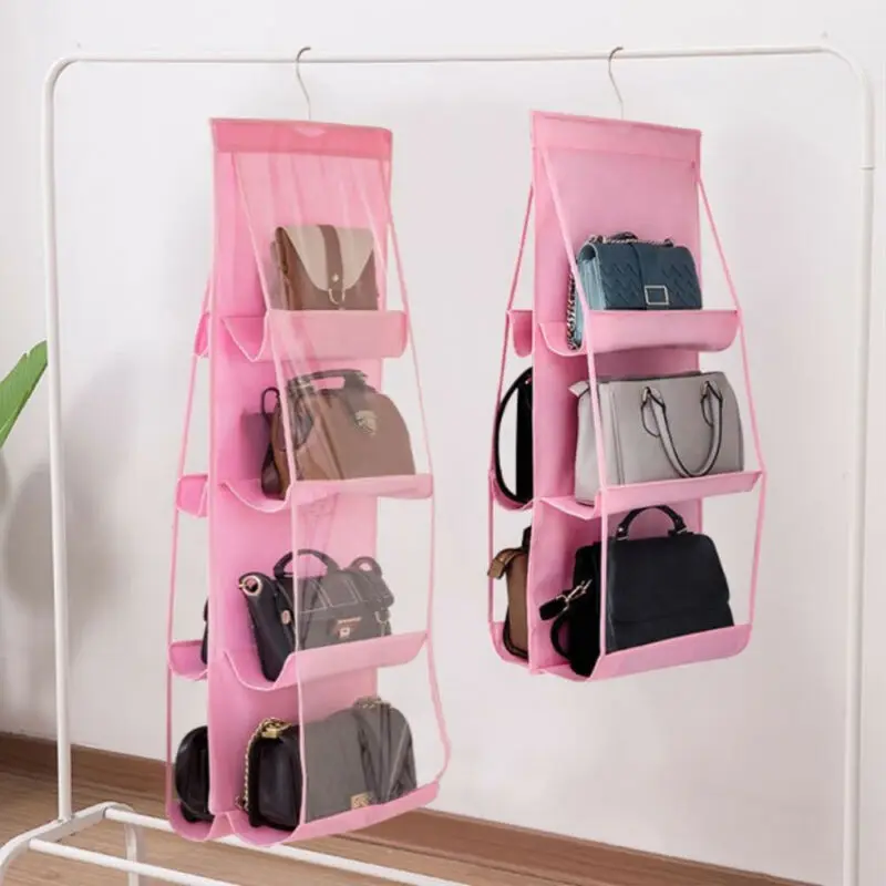 

Double-sided 6 Pockets Handbag Hanging Organizer Non-woven Dust-proof Folding Wardrobe Closet Purse Handbag Storage Bag