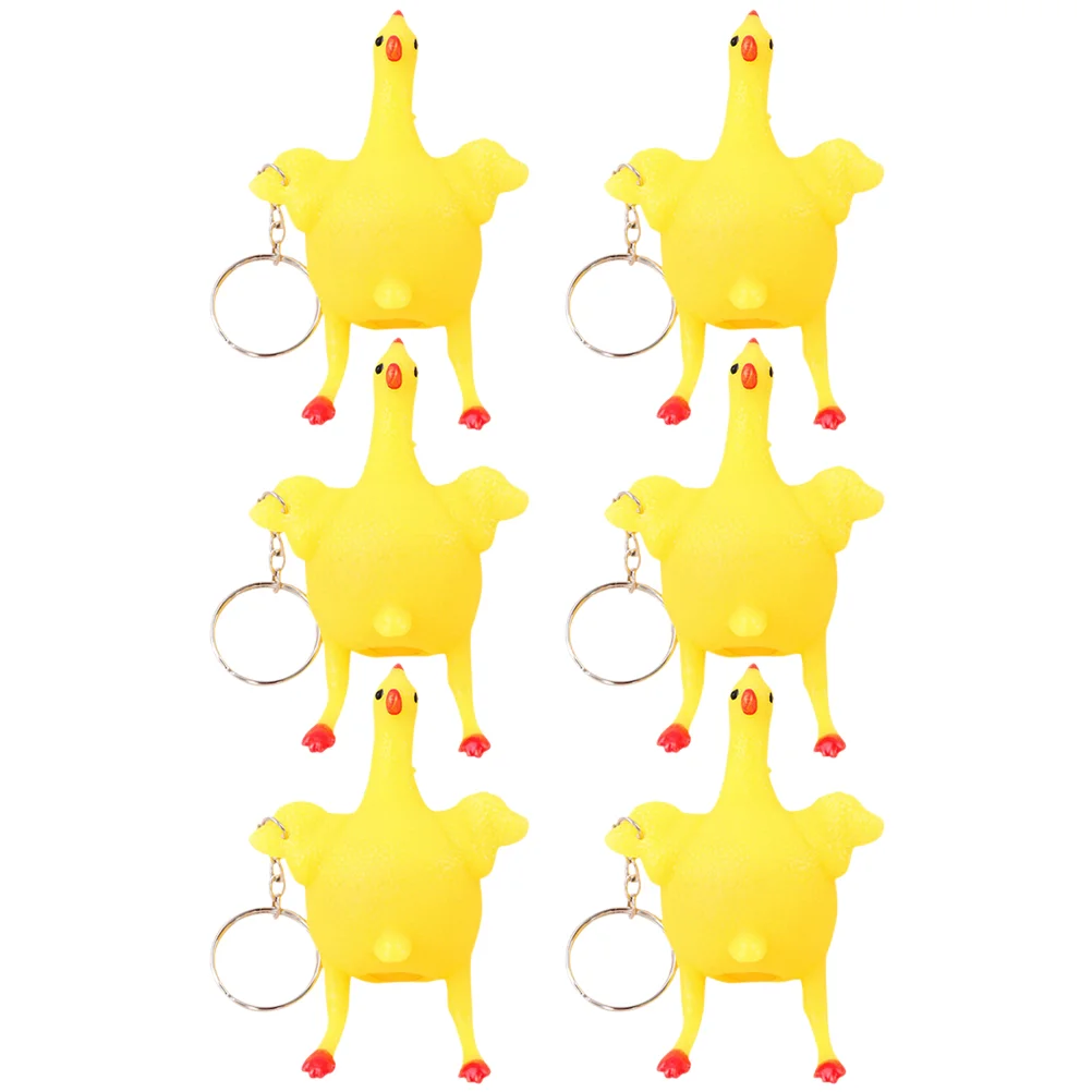 

6 Pcs Chicks Toys Party Bag Goodie Bags Fillers Goody Stuffers Kids Funny Stress Metal Chicken Keychain Child