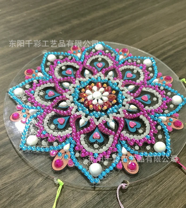 5D дрель Shek Draw Crystal Feather Подвеска Vogue Wind Chimes Двустороннее точечное сверление Цветы