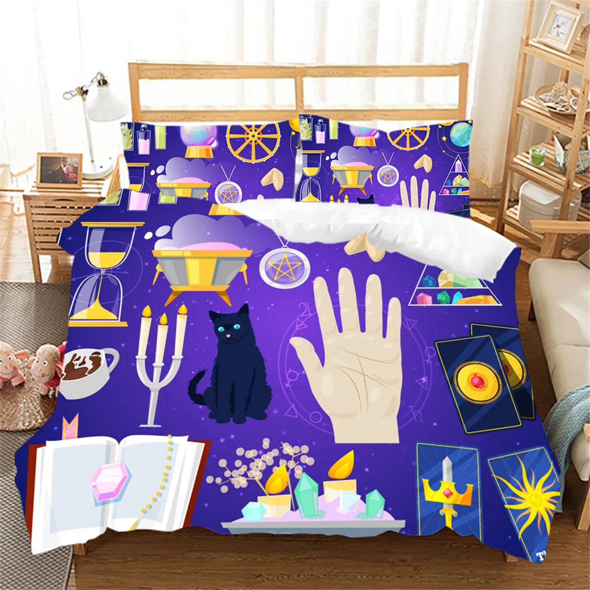 

Sets Psychedelic Bohemia Mandala Duvet Cover Set with Pillowcase Queen King Size Bedclothes Mysterious Tarot Bedding