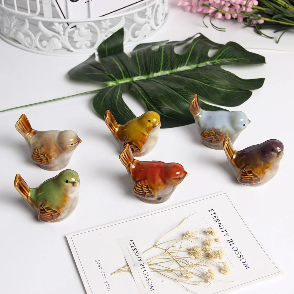 

6 PCs/set, Ceramic Bird Ornaments Home Decoration Colorful Porcelain Gifts Birthday Supplies.