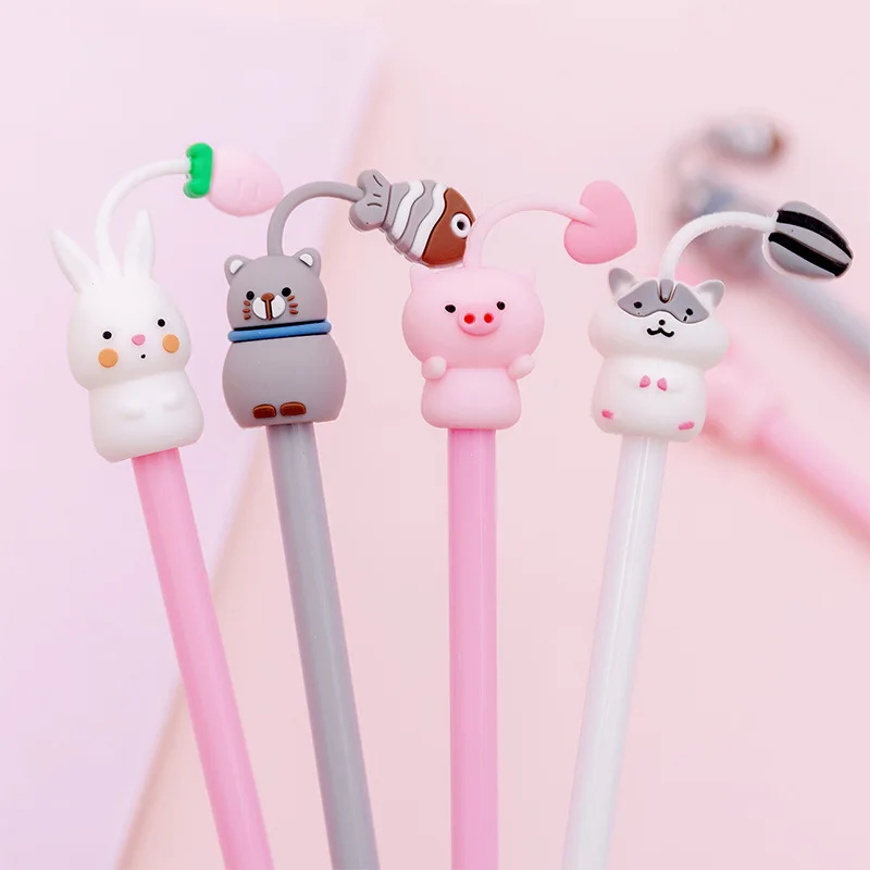 

Novelty Rabbit Cat Hamster Pig Animal Gel Pen 0.5mm Ink Cute Kawaii Cartoon Pens for Writing Exam Signing School Supplies Gift