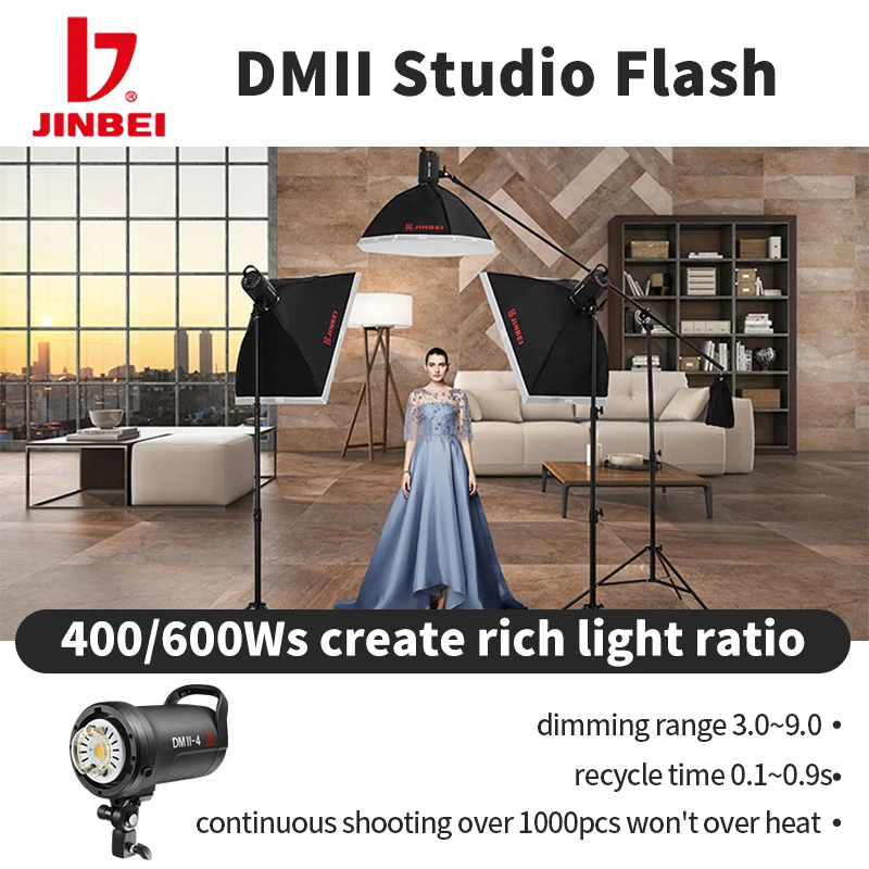 Студийная Вспышка JINBEI DMII4/6 400 Вт 600 2 4 г встроенное беспроводное легкое компактное