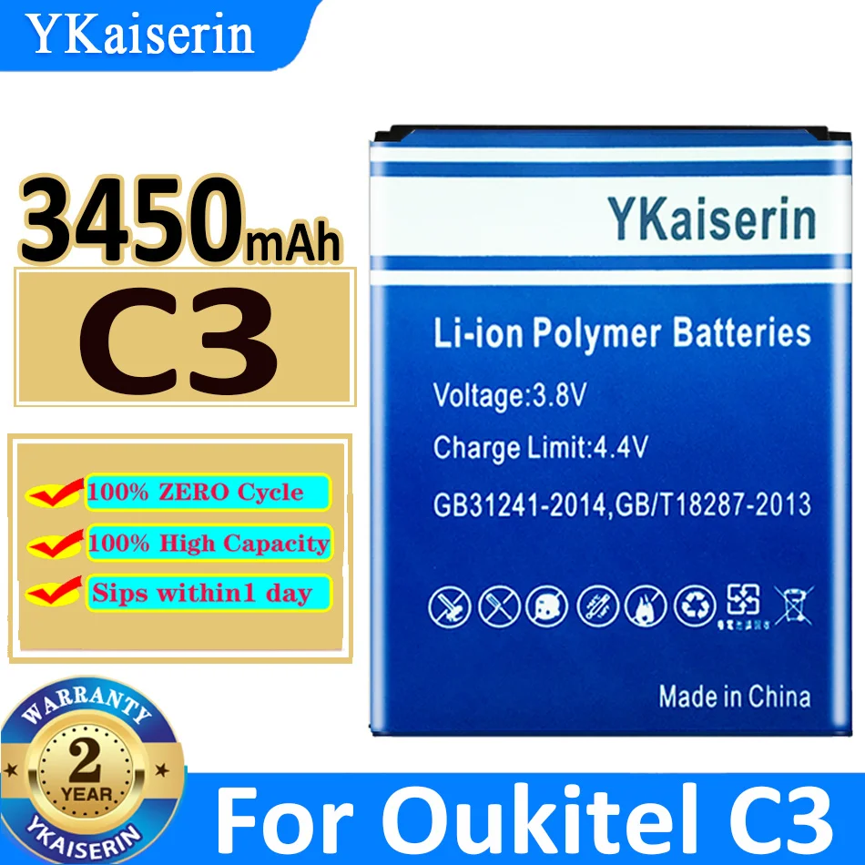 

3450mAh YKaiserin Battery For Oukitel C3 New Bateria + Track Code