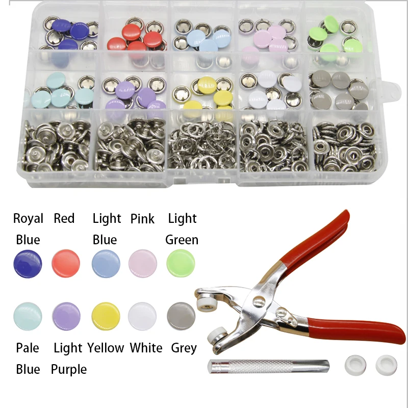 

Boxed 100 Sets 10mm Solid Five-claw Buckle + Pliers Tools High Quality DIY Household Buttons Baby Clothing Bibs Snap Button