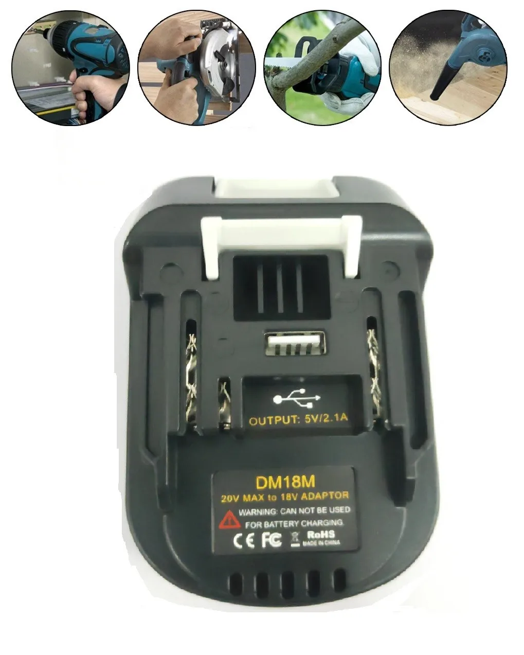

1PC 20V To 18V Lithium Battery Adapter 20V To 18V Battery Conversion Dm18M Li-Ion Charger MAK Battery Power Tools