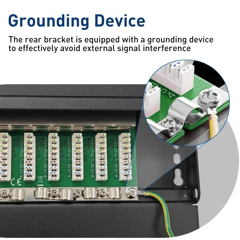 Фото ZOERAX CAT6a 8-портовая патч-панель, экранированная металлическая сетевая панель 10 Гбит/с, стойка 1U/настенное крепление, совместимая с кабелями CAT5e/6/6a/7 №4