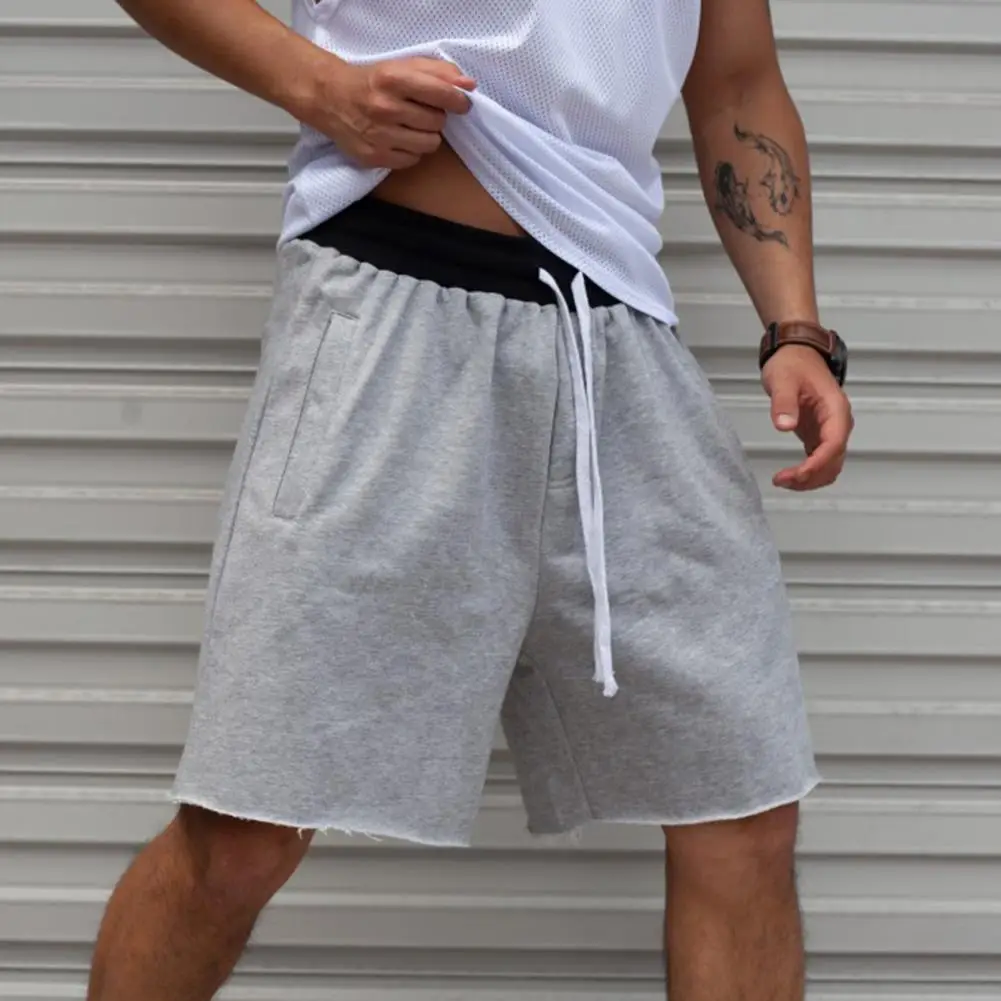 

Casual Skin-friendly Breathable Drawstring Sports Shorts Simple Men Trendy Loose Mid Rise Shorts for Running Pockets 202