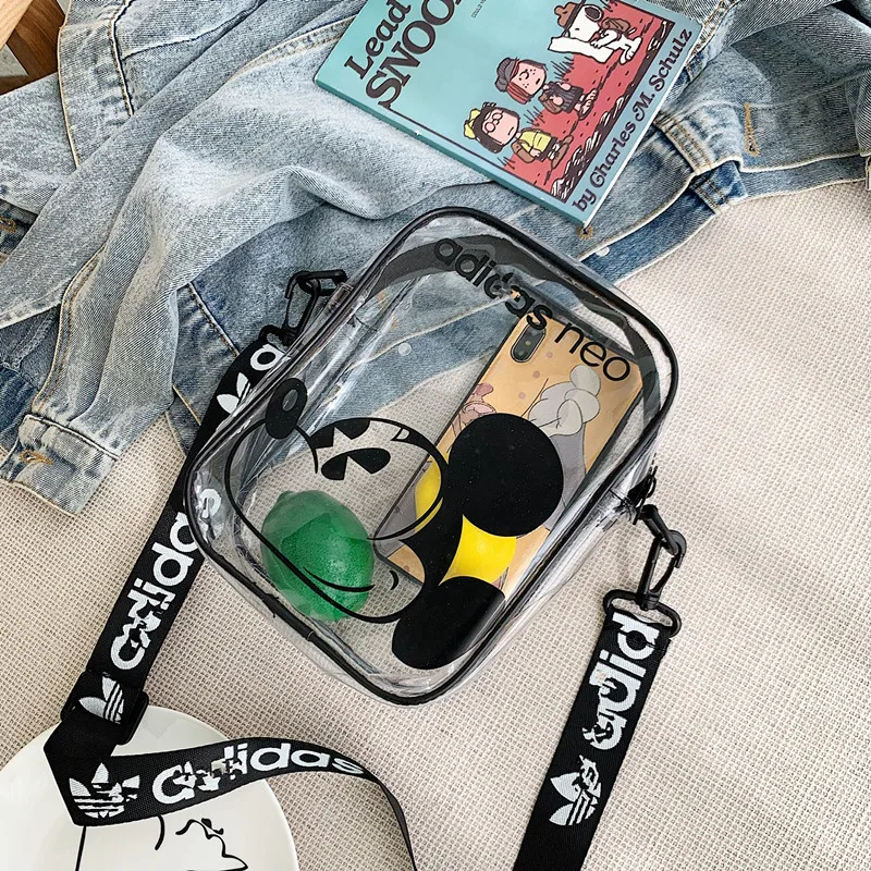 Disney Certified Bag Women's Fashion Casual Small Square Bag Mickey Mouse Trendy One-Shoulder Crossbody Bag Transparent