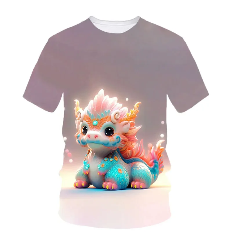 Детская футболка с коротким рукавом принтом китайского дракона