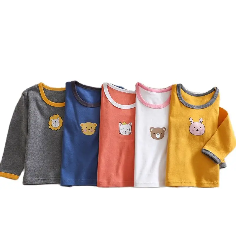 

Autumn Girls T-shirt Children's t-shirt Cotton Long-sleeved Boy Baby Girl T-shirt Kids Korean Cartoon Bottoming Shirt Simple Top