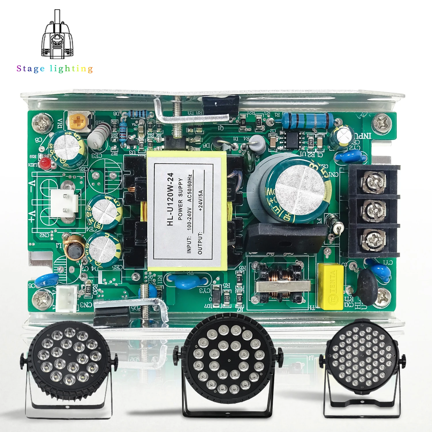 Импульсный источник питания 150 Вт-120 Вт 12-24 В светодиодный используется для 54x3 18x18