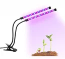 Double long head LED grow light with flexible gooseneck and metal clip for indoor plants
