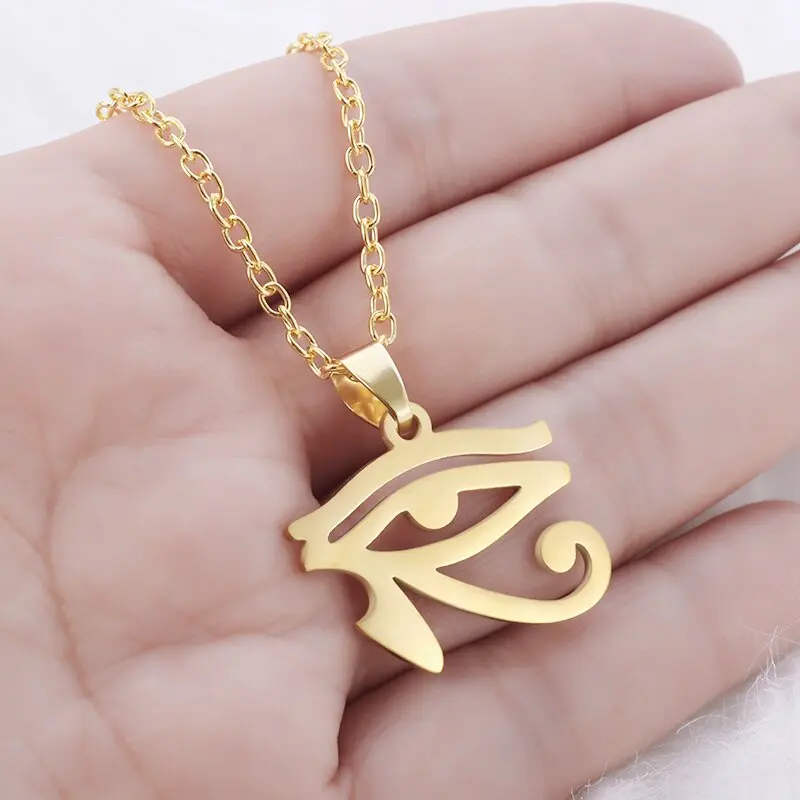 Stainless Steel Eye of Horus Pendant Retro Ancient Egypt Pharaoh Meet Necklace Men and Women Charm Amulet Jewelry Gift