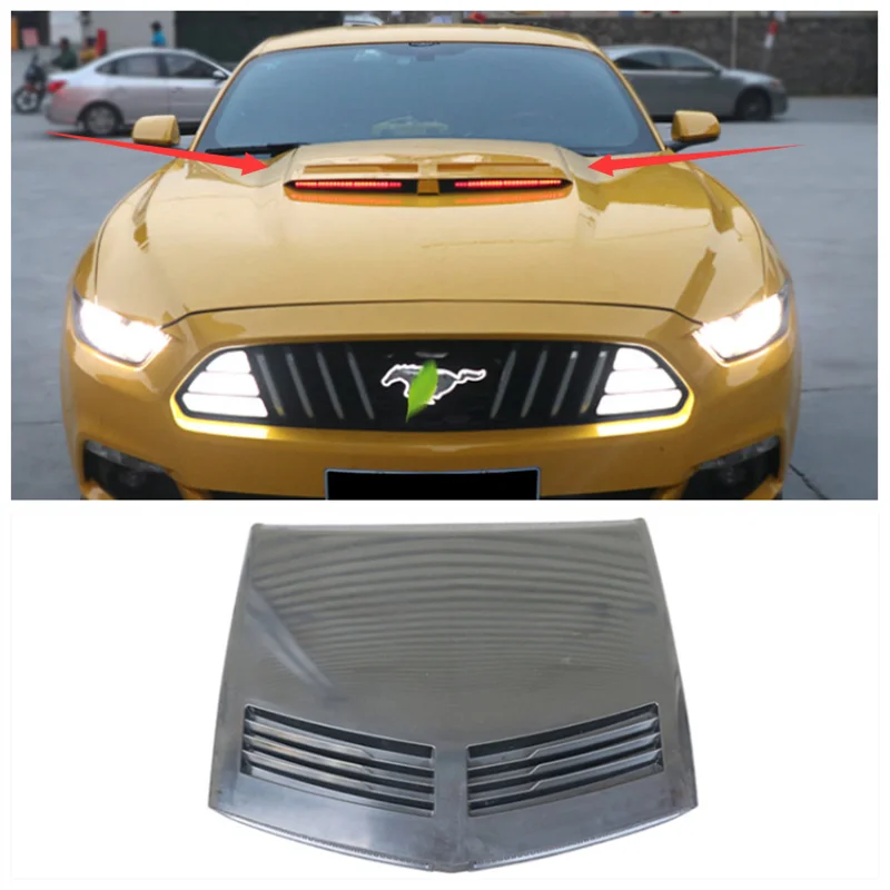 

Для Ford Mustang 2015 2016 2017 (с фото), высококачественный ABS черный передний бампер, Крышка вентиляционного отверстия капота двигателя, декоративная крышка