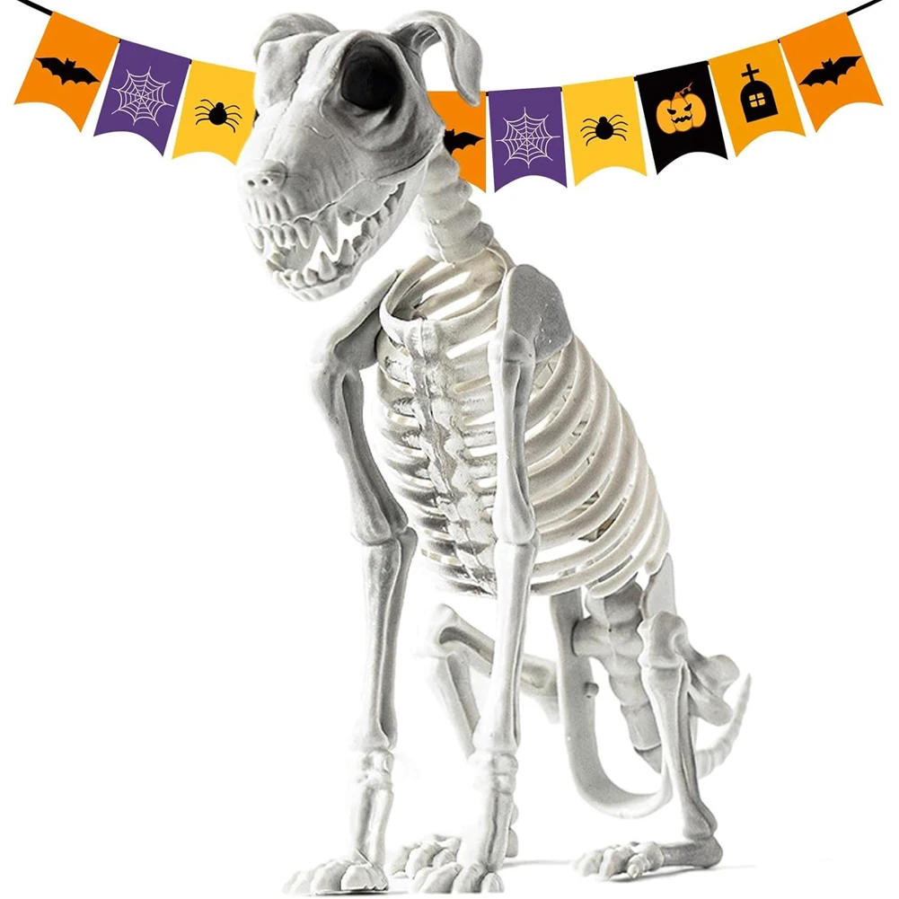 Хэллоуин Скелет Собака Сидящая Украшение Острые Зубы Череп Орнаменты
