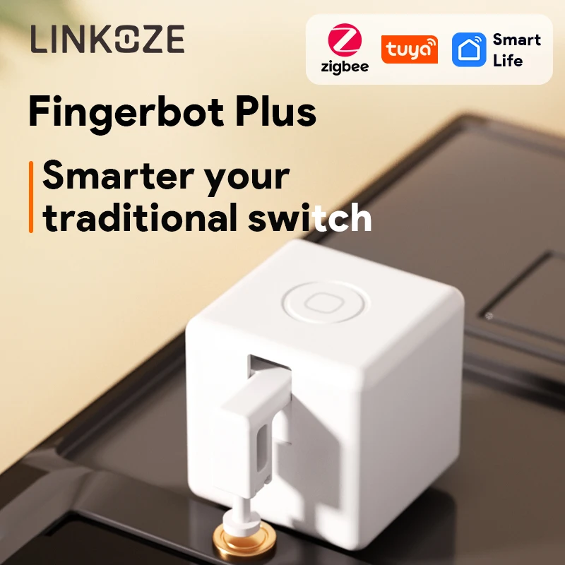 

LINKOZE Tuya Zigbee Fingerbot Plus Smart Switch Bot Fingerbot Plus Pusher Button Smart Home Smart Life Voice Control with App
