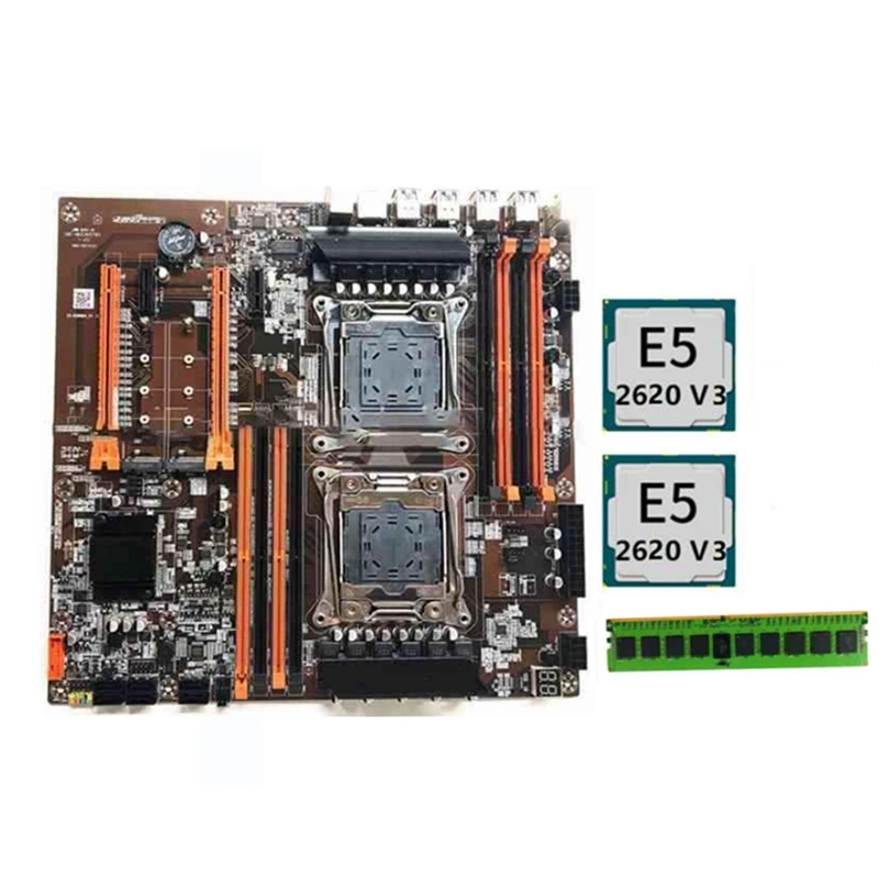

Материнская плата X99 с двумя процессорами, LGA 2011 USB3.0 SATA3 Dual M.2 слот с двумя процессорами E5 2620 V3, RECC DDR4 8 ГБ ОЗУ
