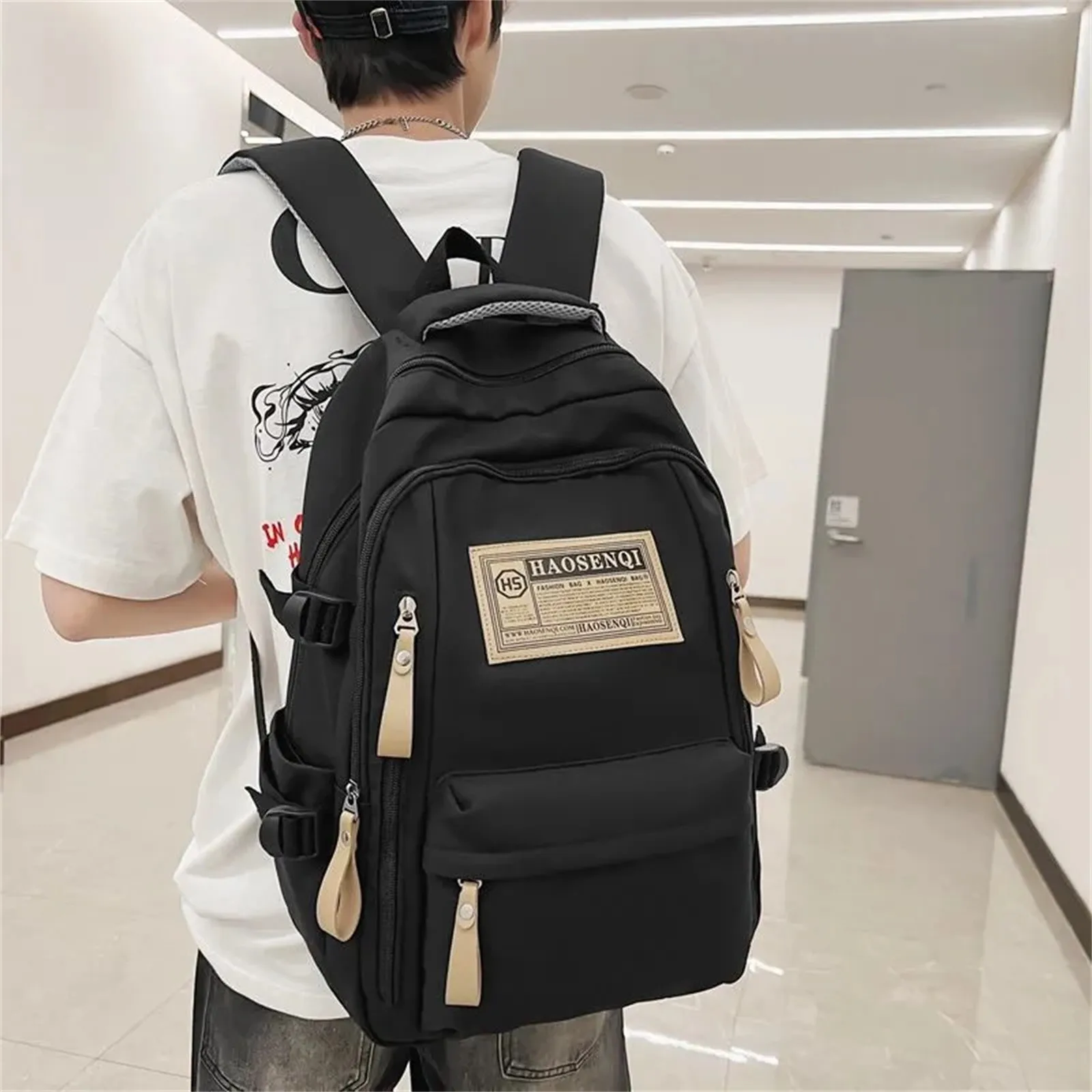 

Модный Холщовый Рюкзак Мужские и женские модели уличный нейлоновый рюкзак на молнии контрастных цветов Удобная дорожная сумка