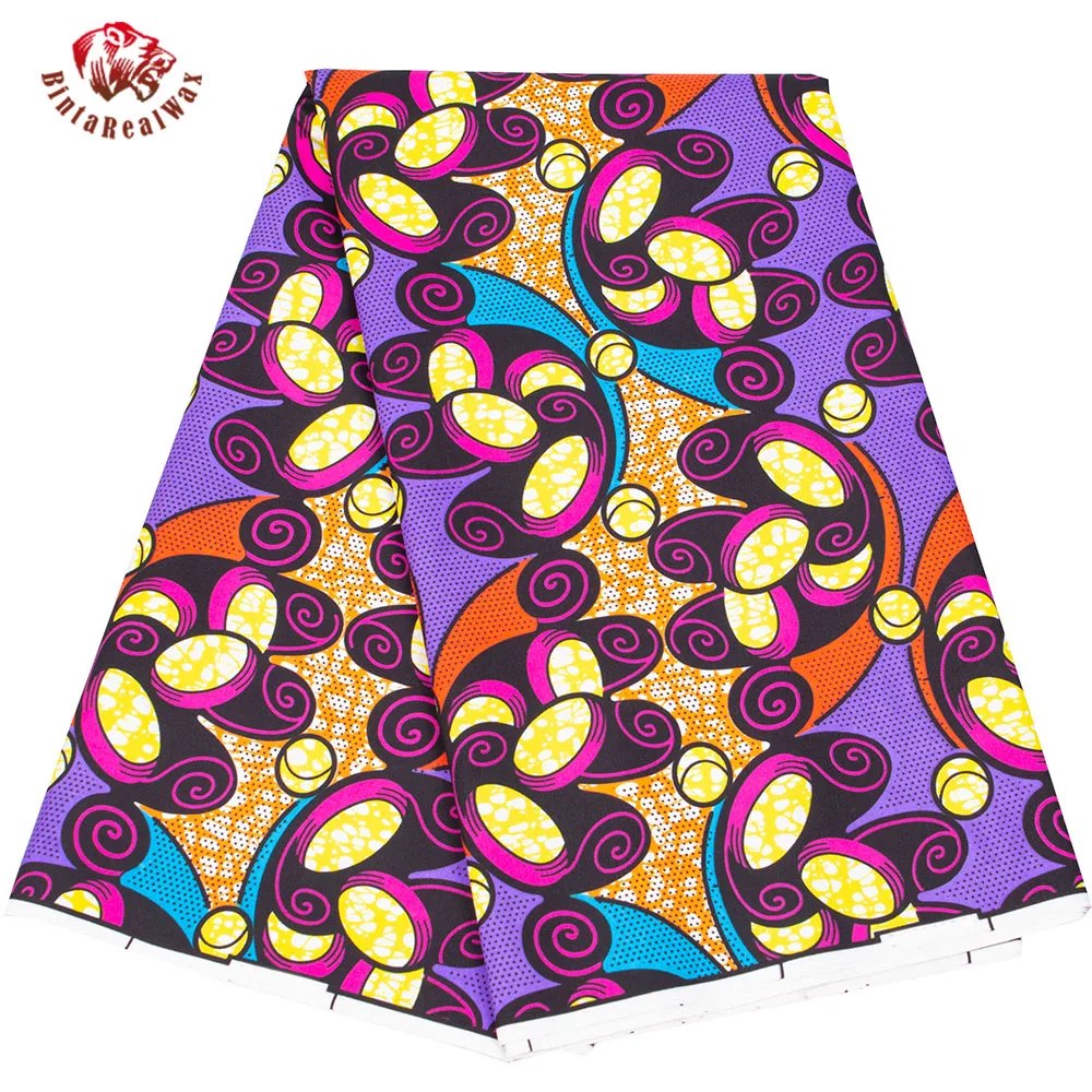 

BintaRealWax African Print Wax Fabric Purple Ankara Dress Sewing Polyester Material Cloth for Handworking FP6459