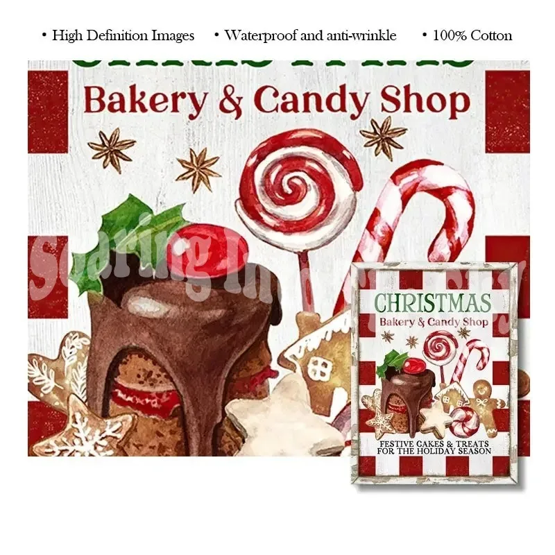 Christmas Wall Art Print Hot Chocolate Candyland Express Gingerbread Bakery Sign Poster Vintage Canvas Painting Kitchen Decor