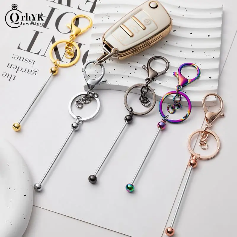 

DIY Beaded Key Ring Beadable Handmade Keychains Bars Crafting Blanks Pendant Purse Charm Badge Reel Jewelry Accessories