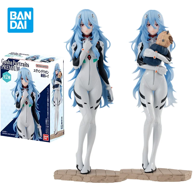 Bandai Original  EVANGELION Anime Figure Ayanami Rei Shokugan Long Hair Action Figure Toys for Kids Gift Collectible Model