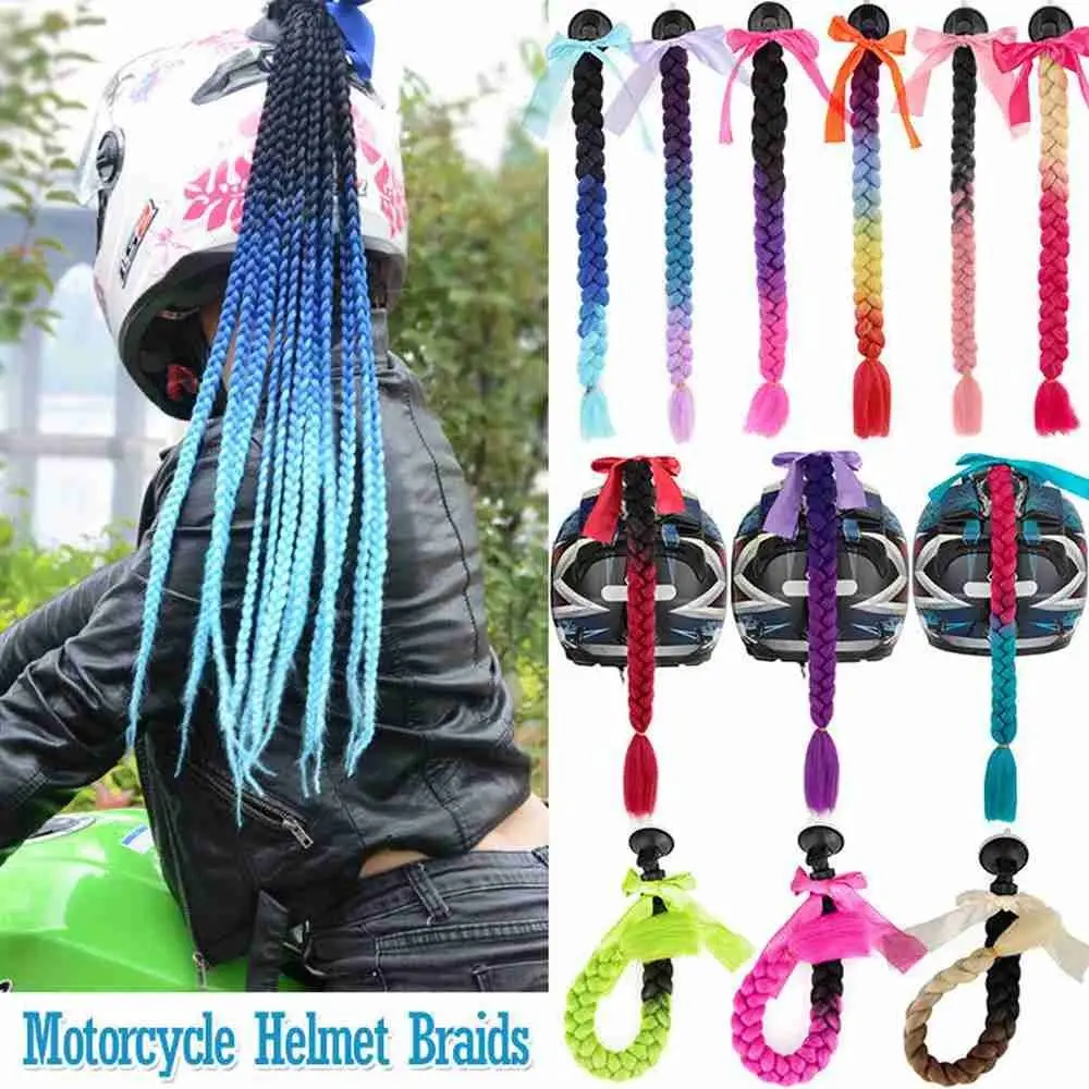 

Шлем с градиентной рампой для мотоциклистов, женские косы для мотоциклетного шлема, украшение для мотоцикла в стиле панк, ретро